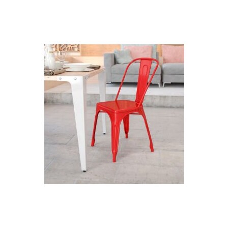 Gec Flash Furniture Metal Indoor-Outdoor Stackable Chair - Red CH-31230-RED-GG